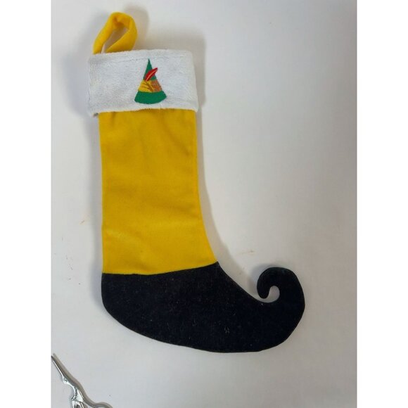 Yellow Elf-Themed Christmas Stocking With Embroidered Hat & Red Feather - Picture 12 of 12